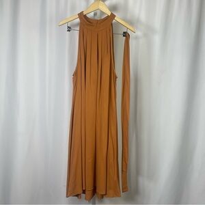 NEW Kirundo XL Chic Cream Halter High Neck Pleat Retro Midi Dress Minimalist